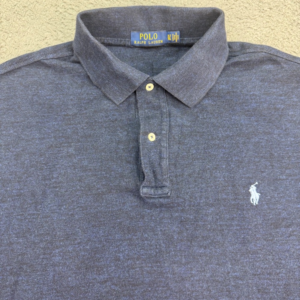 Polo Ralph Lauren Polo Shirt Mens XLT Blue Heathered Short Sleeve Pony Logo